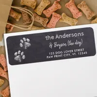 Pet Dog Paw Print Rustic Chalkboard Return Address Label