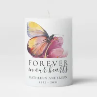 Floral Butterfly Memorial Pillar Candle