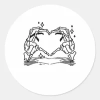Skeleton Hand Heart Funny Design Classic Round Sticker