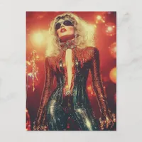 Sexy Rocker Lady Singer Postcard