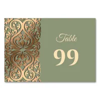 Sage Green and Gold Wedding Elegant Luxury Table Number