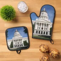 Capitol Majesty: Sacramento's Timeless Icon Oven Mitt & Pot Holder Set