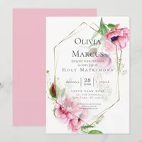 Elegant Spring Pink Poppy Floral Invitation
