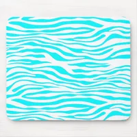 Blue and White Zebra Stripes Mouse Pad