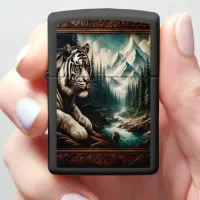 White Tiger in a Mountainous Forest Zippo Lighter