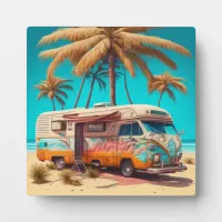 Retro RV and Palm Trees Plaque