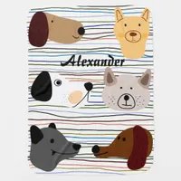 Playful Cartoon Dogs in Sweet Cute Pattern Baby Blanket