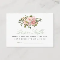 Floral Blush and Sage Baby Shower Diaper Raffle Enclosure Card