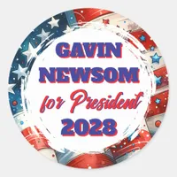 Gavin Newsom for President Political Classic Round Sticker