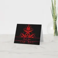 Romantic, Elegant Vintage Red Damask Thank You Card