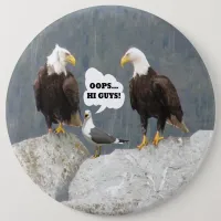 Funny Eagles and Seagull Round Pin-Back Button