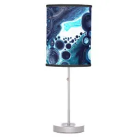 Dark Blue Marble Digital Fluid Art      Table Lamp