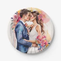 Beautiful Wedding Couple with Cute Funny  Paper Plates