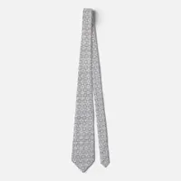 White Grey Square Grid Geometric Necktie
