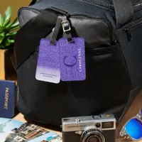 Personalized Bright Purple Glitter Monogram Luggage Tag