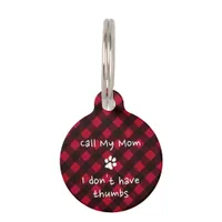 Personalized Funny Red Buffalo Plaid Puppy Dog Pet ID Tag