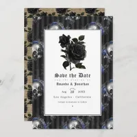 Vintage Gothic Floral Wedding Photo Save The Date