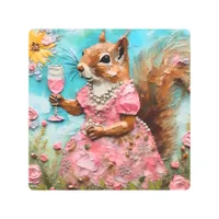 Squirrel in a Pink Dress Metal Print