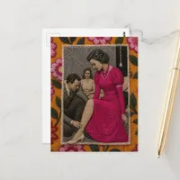 Beautiful Hot Pink Dress Fashion Sewing Collage Postcard