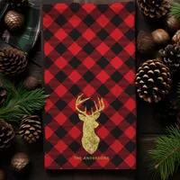 Buffalo Plaid Gold Deer Christmas Kitchen Towel