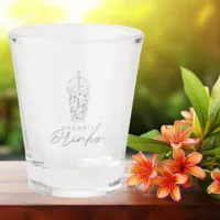 Flowers Gray Color With Inscription Organic Drinks Shot Glass