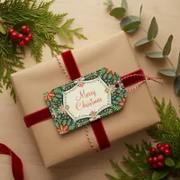 Scandinavian Folk Art Green and Red Christmas Gift Tags