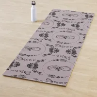 Simple Black Hearts, Floral, Infinity on Mauve | Yoga Mat