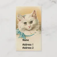 Vintage White Cat Business Card