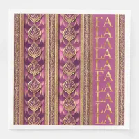 Magenta Gold Christmas Fa La La Pattern#27 ID1009 Paper Dinner Napkins