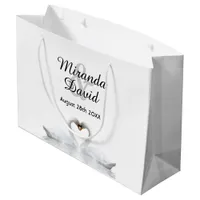 Wedding white swans elgant simple large gift bag