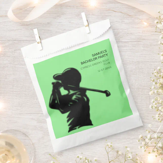 Black golfer Golfing Trip Bachelor Party minimal  Favor Bag