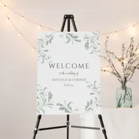 Light Sage Green Wedding Welcome Sign Elegant