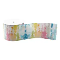 Rainbow Watercolor Stripes and Paint Splatters Grosgrain Ribbon