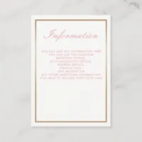 Blush and Gold Simple Wedding Information Cards