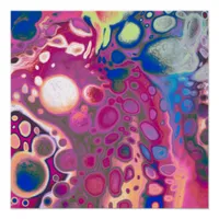 Purple, Blue, Pink Digital Pour Painting Fluid Art Poster