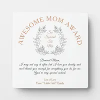 Awesome Mom Award Typography Your Message Gift Plaque