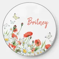 Poppies, Wildflowers, and Butterflies Floral Wireless Charger