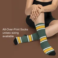 Green Gold White Sports Jersey Team Name Unisex Socks