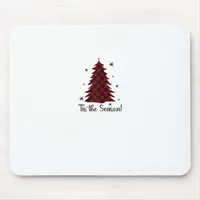 Tis The Season Red Plaid Christmas Tree Mouse Pad