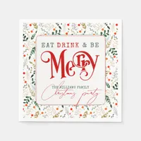 Berry Branch Eat, Drink Be Merry Christmas Party Napkins