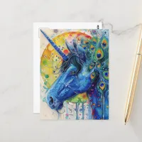 Peacock Unicorn Postcard