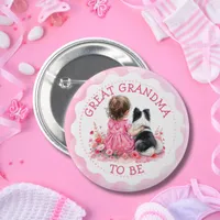 Baby Girl and her Dog Great Grandma Baby Shower  Button