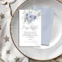 Dusty Blue Florals Diaper Raffle Baby Shower  Enclosure Card