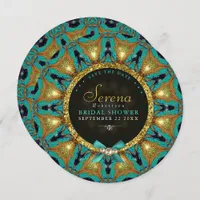 Bohemian Sunflower Mandala Bridal Shower Round Invitation