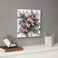 Floral Abstract Design Featuring Lily At Sunrise Square Wall Clock