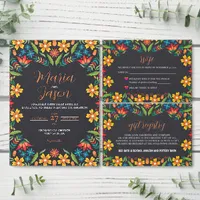 Mexican Black Floral Colorful Wedding Collection