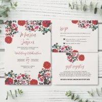 Mexican Floral Colorful Botanical Wedding Suite