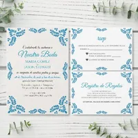 Talavera Turquoise Minimalist Spanish Wedding Card