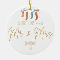 Mr. & Mrs. First Christmas Ceramic Ornament