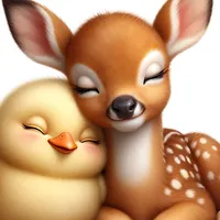 W2A Cute Chick & Deer Share a Touching Moment